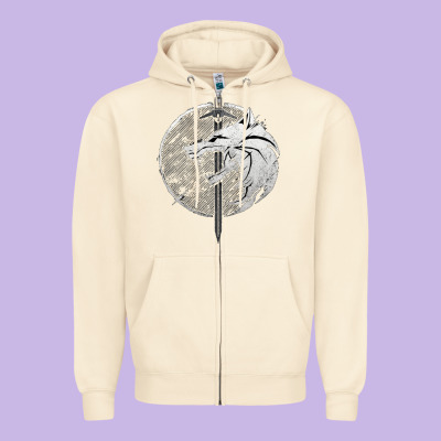 Witcher Wolf Zipper Hoodie Designed By Artisfamous