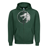 Sports Green Witcher Wolf Zipper Hoodie - artisFamous