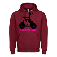 Burgundy scooter girl Zipper Hoodie - artisFamous