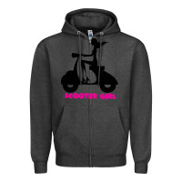 Charcoal Heather scooter girl Zipper Hoodie - artisFamous
