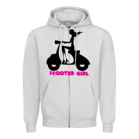 Dove Grey scooter girl Zipper Hoodie - artisFamous