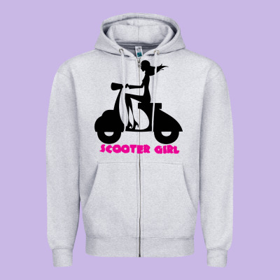 Scooter Girl Zipper Hoodie Designed By Artisfamous