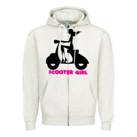Oatmeal Heather scooter girl Zipper Hoodie - artisFamous