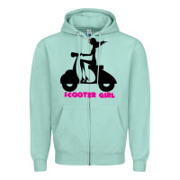 Seafoam scooter girl Zipper Hoodie - artisFamous