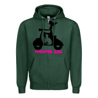 Sports Green scooter girl Zipper Hoodie - artisFamous