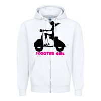 White scooter girl Zipper Hoodie - artisFamous