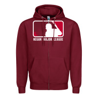 Burgundy negan major league Zipper Hoodie - artisFamous