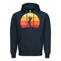 Navy Vintage Retro Golf | Golfers Zipper Hoodie - artisFamous
