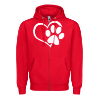 Red dog dad mom puppy shirt love dogs paw print heart women men  shirt Zipper Hoodie - artisFamous