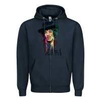 Navy jimi hendrix Zipper Hoodie - artisFamous