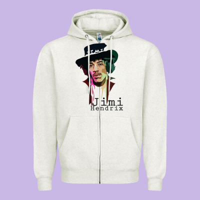 Jimi Hendrix Zipper Hoodie Designed By Artisfamous