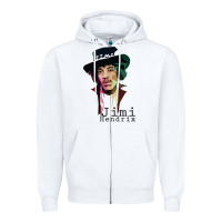 White jimi hendrix Zipper Hoodie - artisFamous