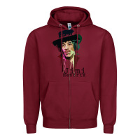 Burgundy jimi hendrix Zipper Hoodie - artisFamous