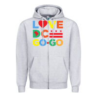 Heather Grey love dc gogo Zipper Hoodie - artisFamous