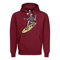 Burgundy Surfing Zipper Hoodie - artisFamous