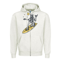 Oatmeal Heather Surfing Zipper Hoodie - artisFamous