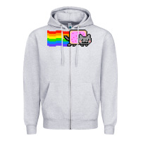 Heather Grey Nyan Cat Zipper Hoodie - artisFamous