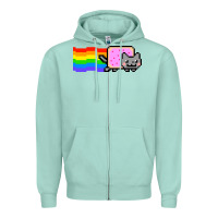 Seafoam Nyan Cat Zipper Hoodie - artisFamous