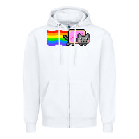 White Nyan Cat Zipper Hoodie - artisFamous