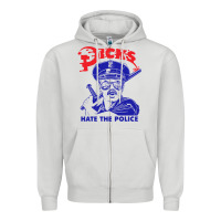 Dove Grey Dicks Hate The Police Zipper Hoodie - artisFamous