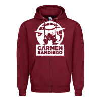Burgundy carmen sandiego Zipper Hoodie - artisFamous