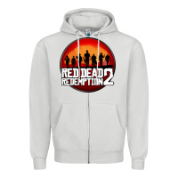 Dove Grey Red Dead Redemption 2 Red Moon Cowboy Zipper Hoodie - artisFamous