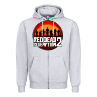 Heather Grey Red Dead Redemption 2 Red Moon Cowboy Zipper Hoodie - artisFamous