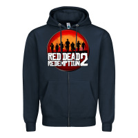 Navy Red Dead Redemption 2 Red Moon Cowboy Zipper Hoodie - artisFamous