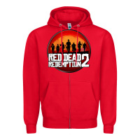 Red Red Dead Redemption 2 Red Moon Cowboy Zipper Hoodie - artisFamous
