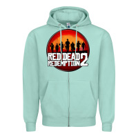 Seafoam Red Dead Redemption 2 Red Moon Cowboy Zipper Hoodie - artisFamous