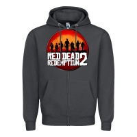 Smoke Red Dead Redemption 2 Red Moon Cowboy Zipper Hoodie - artisFamous