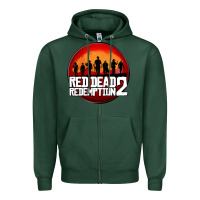 Sports Green Red Dead Redemption 2 Red Moon Cowboy Zipper Hoodie - artisFamous