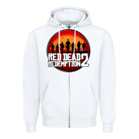 White Red Dead Redemption 2 Red Moon Cowboy Zipper Hoodie - artisFamous