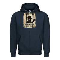 Navy Red Dead Redemption 2 Red Moon Cowboy wanted john marston Zipper Hoodie - artisFamous