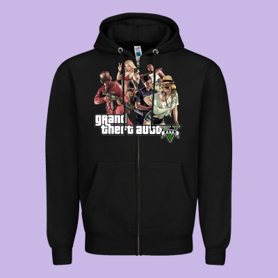Grand Theft Auto Zipper Hoodie Designed By Artisfamous