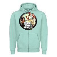 Seafoam Grand Theft Auto Zipper Hoodie - artisFamous