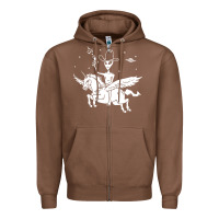 Chestnut alien riding unicorn  cool ufo cowboy Zipper Hoodie - artisFamous