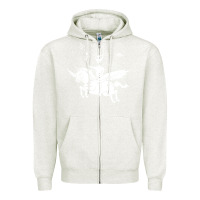 Oatmeal Heather alien riding unicorn  cool ufo cowboy Zipper Hoodie - artisFamous