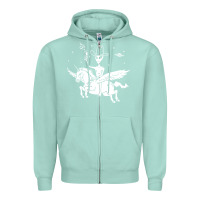 Seafoam alien riding unicorn  cool ufo cowboy Zipper Hoodie - artisFamous