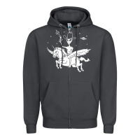 Smoke alien riding unicorn  cool ufo cowboy Zipper Hoodie - artisFamous