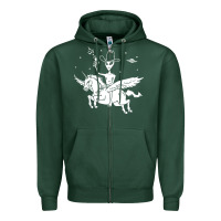Sports Green alien riding unicorn  cool ufo cowboy Zipper Hoodie - artisFamous