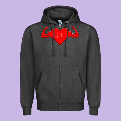 Healthy Heart Zipper Hoodie Designed By Artisfamous