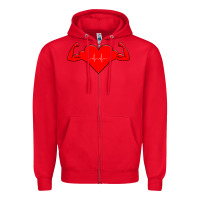 Red Healthy Heart Zipper Hoodie - artisFamous