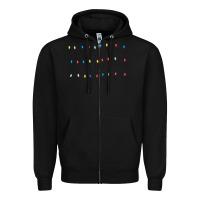 Black Stranger Lights Alphabet Zipper Hoodie - artisFamous