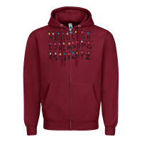 Burgundy Stranger Lights Alphabet Zipper Hoodie - artisFamous
