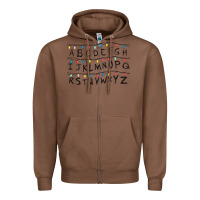 Chestnut Stranger Lights Alphabet Zipper Hoodie - artisFamous