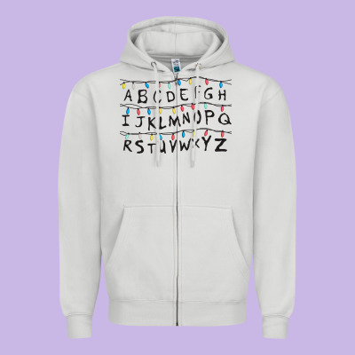Stranger Lights Alphabet Zipper Hoodie Designed By Artisfamous
