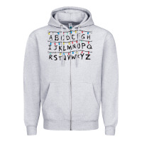 Heather Grey Stranger Lights Alphabet Zipper Hoodie - artisFamous