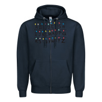Navy Stranger Lights Alphabet Zipper Hoodie - artisFamous