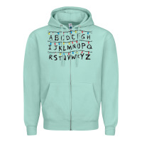 Seafoam Stranger Lights Alphabet Zipper Hoodie - artisFamous